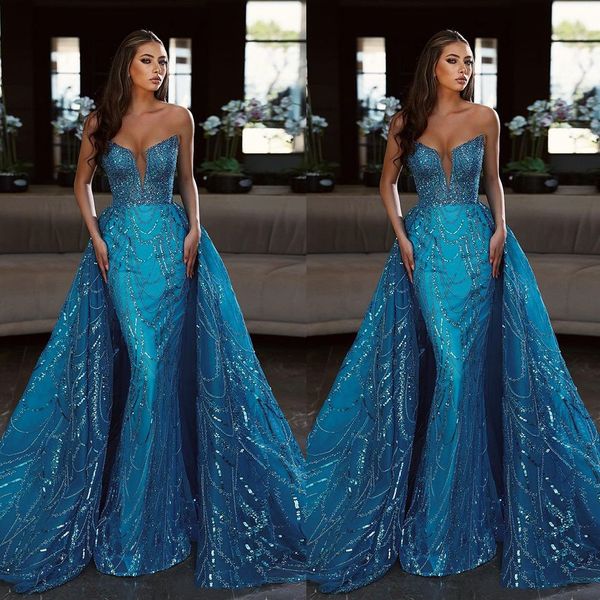 blue sequined mermaid evening dress strapless sleeveless custom made women party gown detachable train prom robe, Black;red
blue sequined mermaid evening dress strapless sleeveless custom made women party gown detachable train prom robe, Black;red