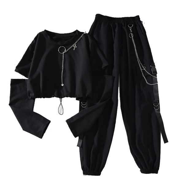 women's pants capris spring autumn women harajuku cargo handsome cool two-piece suit chain long sleeveribbon 220926, Black;white
women's pants capris spring autumn women harajuku cargo handsome cool two-piece suit chain long sleeveribbon 220926, Black;white