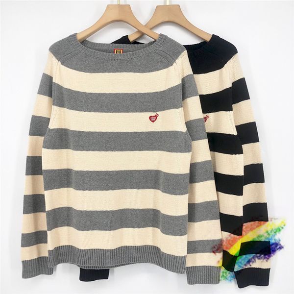 men's sweaters striped human made sweater men women black gray knit sweatshirts human made crewneck 220928, White;black
men's sweaters striped human made sweater men women black gray knit sweatshirts human made crewneck 220928, White;black