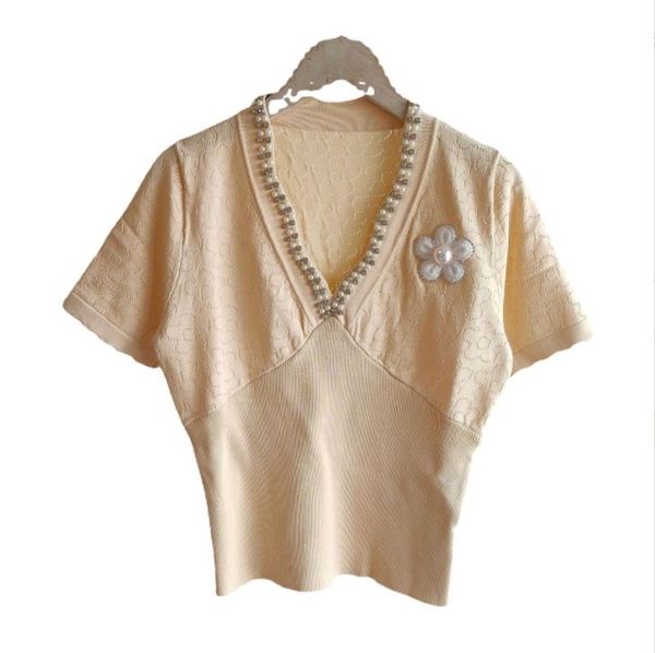916 2022 milan runway autumn women's sweaters short sleeve women's v neck khaki pink yellow pullover white yidao, White;black
916 2022 milan runway autumn women's sweaters short sleeve women's v neck khaki pink yellow pullover white yidao, White;black