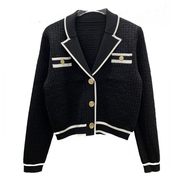 910 2022 runway summer brand same style sweater lapel neck long sleeve cardigan black white pink women's sweaters qian, White;black
910 2022 runway summer brand same style sweater lapel neck long sleeve cardigan black white pink women's sweaters qian, White;black