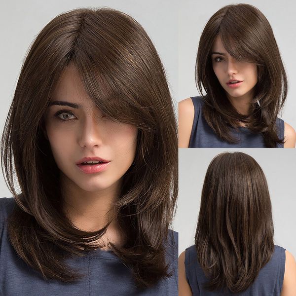 women's fashion high temperature resistant silk synthetic bangs long hair wig, Black
women's fashion high temperature resistant silk synthetic bangs long hair wig, Black