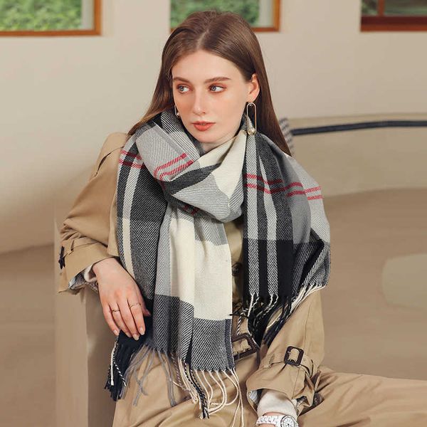 scarves 2022 new plaid scarf women's cashmere imitation autumn and winter shawl fashion thickening warm collar g221007, Blue;gray
scarves 2022 new plaid scarf women's cashmere imitation autumn and winter shawl fashion thickening warm collar g221007, Blue;gray