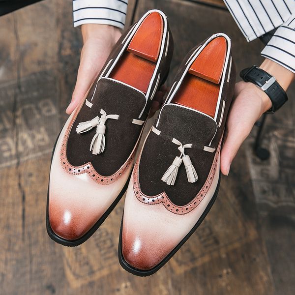 Gentleman Loafers Men Shoes Personality Brock PU Stitching Faux Suede Fringe Pointed Toe Slip on Fashion Business Casual Daily AD280, Clear
Gentleman Loafers Men Shoes Personality Brock PU Stitching Faux Suede Fringe Pointed Toe Slip on Fashion Business Casual Daily AD280, Clear