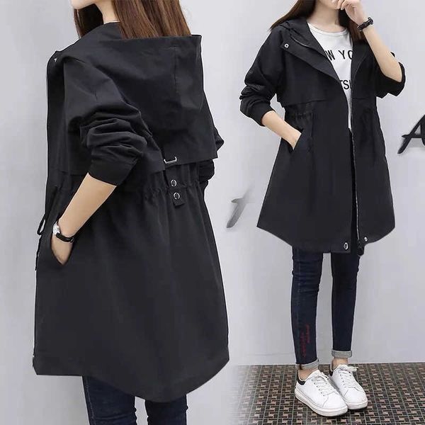 trench coats 2022 new spring autumn women jacket hooded causal windbreaker female basic jackets coats long sleeve zipper loose outwear y220, Tan;black
trench coats 2022 new spring autumn women jacket hooded causal windbreaker female basic jackets coats long sleeve zipper loose outwear y220, Tan;black