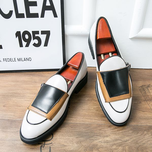 men's luxury brogues leather stitching contrast color round toe fashion everyday business shoes loafers large sizes, Black
men's luxury brogues leather stitching contrast color round toe fashion everyday business shoes loafers large sizes, Black