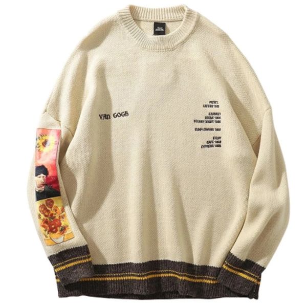 men's sweaters van gogh sweater for men fashion gengar harajuku human cargo clothing retro street hip hop jersey y2k knitted pullovers, White;black
men's sweaters van gogh sweater for men fashion gengar harajuku human cargo clothing retro street hip hop jersey y2k knitted pullovers, White;black