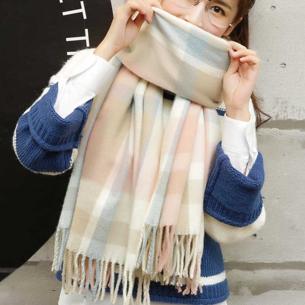 scarves new imitation cashmere scarf women's shawl students' thickened plaid in autumn and winter japanese small fresh g220927, Blue;gray
scarves new imitation cashmere scarf women's shawl students' thickened plaid in autumn and winter japanese small fresh g220927, Blue;gray