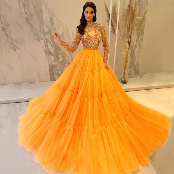 stylish beaded prom dresses high neckline sequined evening gowns long sleeve sweep train tulle pleated formal dress, Black
stylish beaded prom dresses high neckline sequined evening gowns long sleeve sweep train tulle pleated formal dress, Black