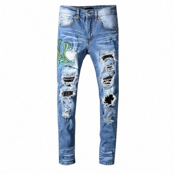 style men embroidery distressed patches pants hip hop skinny blue denim jeans hole slim trousers1 p70e#
style men embroidery distressed patches pants hip hop skinny blue denim jeans hole slim trousers1 p70e#