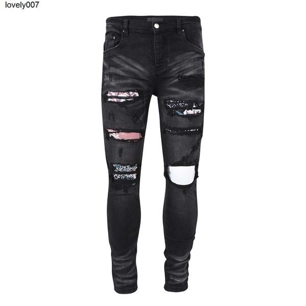 designer men's loosejeans amirs new black series worn hole print jeans men's women's spring, Blue
designer men's loosejeans amirs new black series worn hole print jeans men's women's spring, Blue
