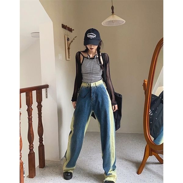 women's jeans womens high waist vintage straight baggy pants chic design streetwear gradient color hip hop summer denim wide leg trouse, Blue
women's jeans womens high waist vintage straight baggy pants chic design streetwear gradient color hip hop summer denim wide leg trouse, Blue