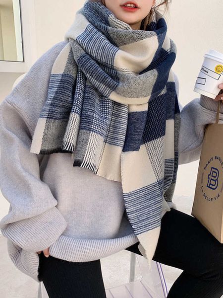 scarves new imitation cashmere women plaid scarf winter preppy style lady thick wrap pashmina shawl bandana female mujer bufandas stoles g22, Blue;gray
scarves new imitation cashmere women plaid scarf winter preppy style lady thick wrap pashmina shawl bandana female mujer bufandas stoles g22, Blue;gray
