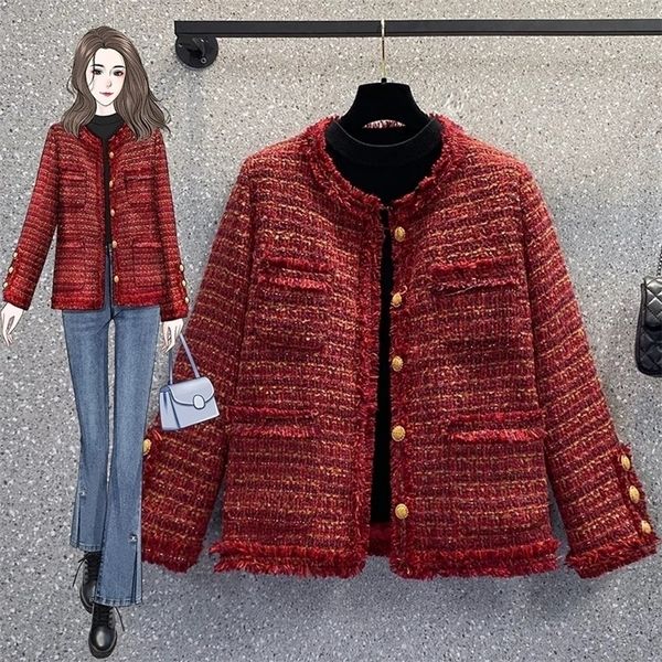 women's jackets red vintage tweed jacket women fashion o-neck single breasted thick short jackets chic lady small fragrance style coat, Black;brown
women's jackets red vintage tweed jacket women fashion o-neck single breasted thick short jackets chic lady small fragrance style coat, Black;brown