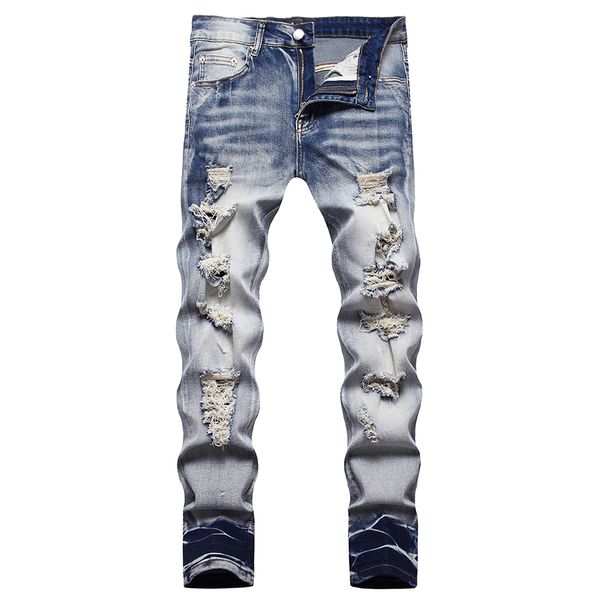 men's jeans european jean distressed sllim fit hombre solid men ripped for trend brand motorcycle pant mens skinny, Blue
men's jeans european jean distressed sllim fit hombre solid men ripped for trend brand motorcycle pant mens skinny, Blue