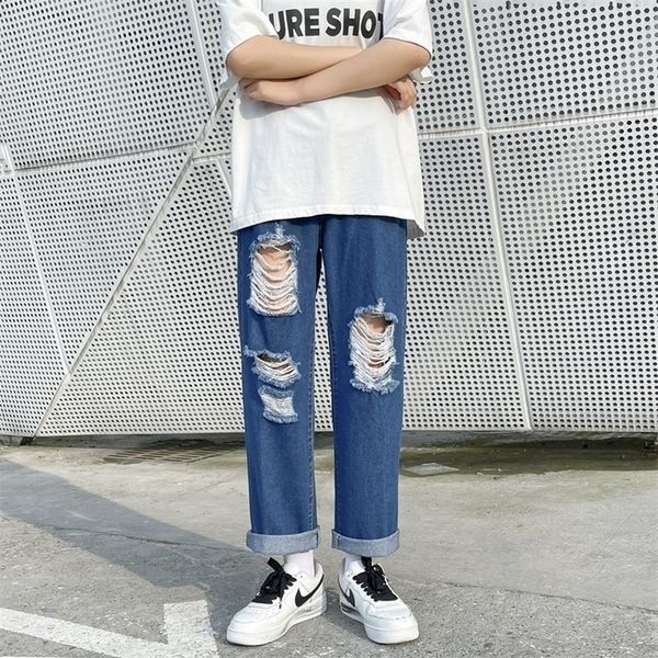 men's jeans streetwear ripped men spring korean fashion straight baggy wide leg pants cropped male blue 220927
men's jeans streetwear ripped men spring korean fashion straight baggy wide leg pants cropped male blue 220927