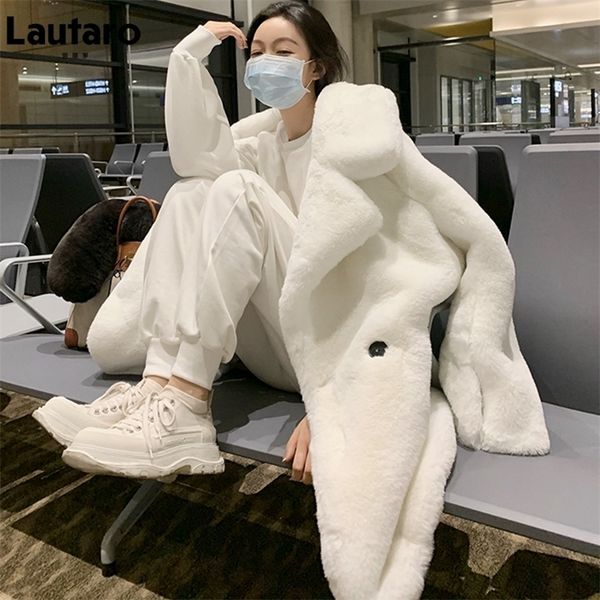 women's fur faux lautaro winter warm white coat women long sleeve lapel double breasted luxury elegant fluffy fake rabbit blazers 22092, Black
women's fur faux lautaro winter warm white coat women long sleeve lapel double breasted luxury elegant fluffy fake rabbit blazers 22092, Black