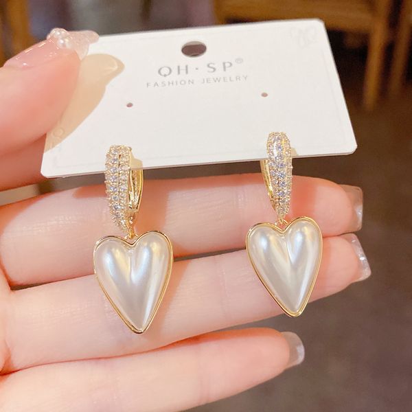 micro-inset zircon dangle earrings love heart pearl pendant drop earring women female luxury atmospheric ear jewelry gift, Silver
micro-inset zircon dangle earrings love heart pearl pendant drop earring women female luxury atmospheric ear jewelry gift, Silver
