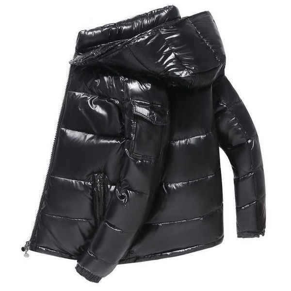 men's down parka winter new fashion couple short glossy outdoor thickening hooded goose down, Black
men's down parka winter new fashion couple short glossy outdoor thickening hooded goose down, Black