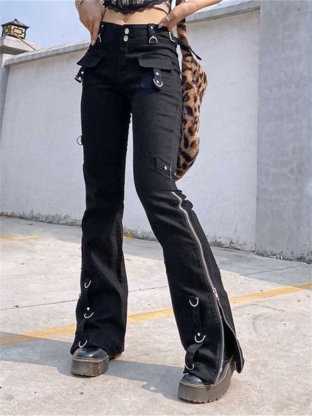 women's pants capris punk rivets zipper black cargo pants y2k techwear leggings jeans gothic women cyber eyelet buckle dark academic 90, Black;white
women's pants capris punk rivets zipper black cargo pants y2k techwear leggings jeans gothic women cyber eyelet buckle dark academic 90, Black;white