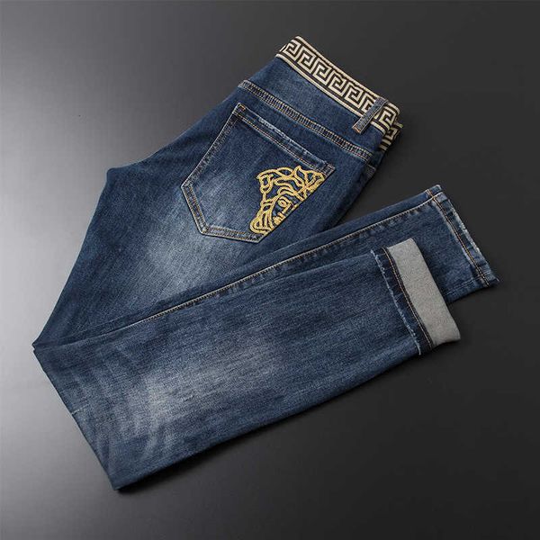 men's jeans fashion ripped jeans men's fashion spring and autumn style slim fit small feet elastic youth embroidered pants men pzb, Blue
men's jeans fashion ripped jeans men's fashion spring and autumn style slim fit small feet elastic youth embroidered pants men pzb, Blue