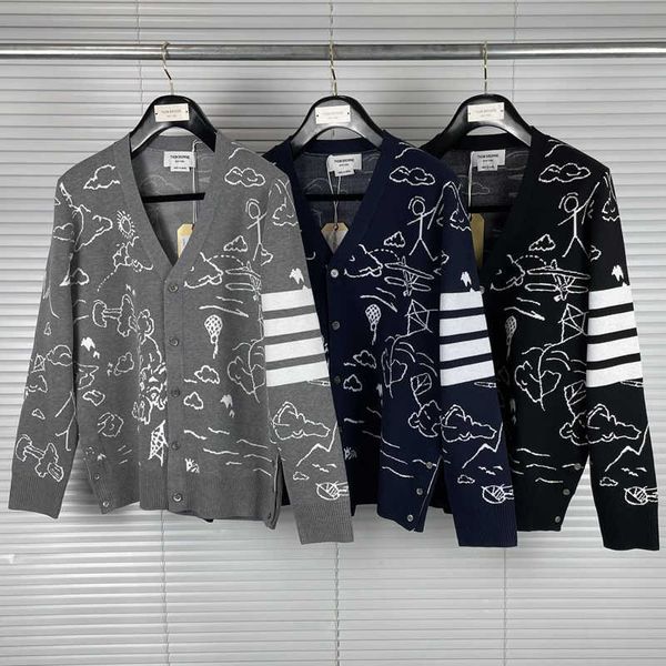 2022 fashion tb thom brand sweater men women spring autumn slim fit v-neck cardigan clothing cotton wool striped casual coat, White;black
2022 fashion tb thom brand sweater men women spring autumn slim fit v-neck cardigan clothing cotton wool striped casual coat, White;black