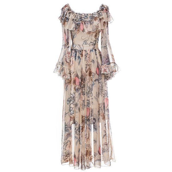 summer women romantic floral printing chiffon dress elegant female x-long slash neck ruffles maxi dresses, Black;gray
summer women romantic floral printing chiffon dress elegant female x-long slash neck ruffles maxi dresses, Black;gray