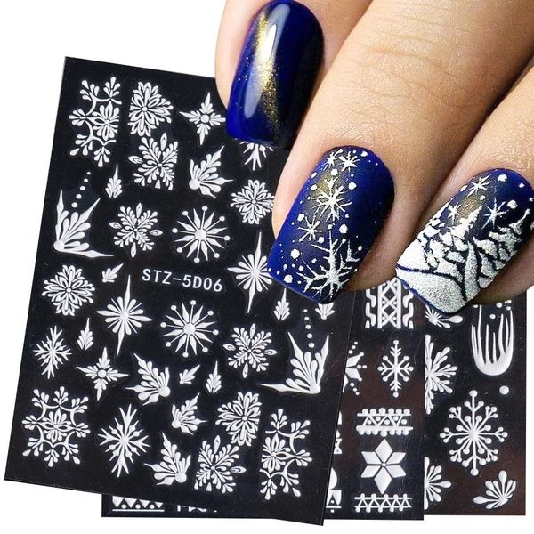 5d white snowflakes embossed sticker christmas new year nail art design winter charms flower manicure slider decals, Black
5d white snowflakes embossed sticker christmas new year nail art design winter charms flower manicure slider decals, Black