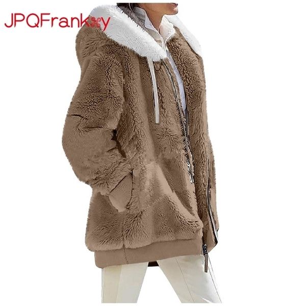 women's fur faux europe and america autumn winter loose plush long sleeve zipper pocket hooded warm coat retro quilt 220927, Black
women's fur faux europe and america autumn winter loose plush long sleeve zipper pocket hooded warm coat retro quilt 220927, Black