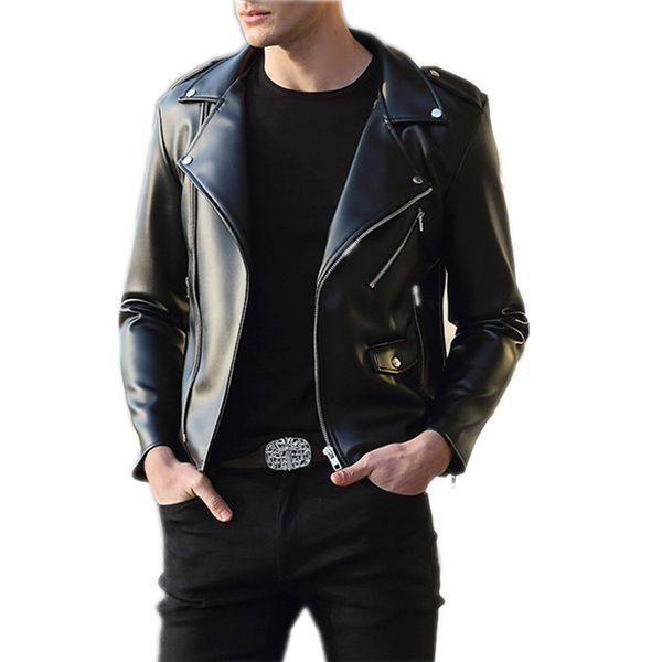 men's leather faux s autumn jacket men fashion motorcycle highquality pu male s and coats outwear jf0117 220927, Black
men's leather faux s autumn jacket men fashion motorcycle highquality pu male s and coats outwear jf0117 220927, Black