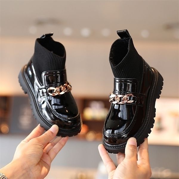 boots girls leather metal chains flying woven stitching princess kids soft sole children socks fashion 220928, Black;grey
boots girls leather metal chains flying woven stitching princess kids soft sole children socks fashion 220928, Black;grey