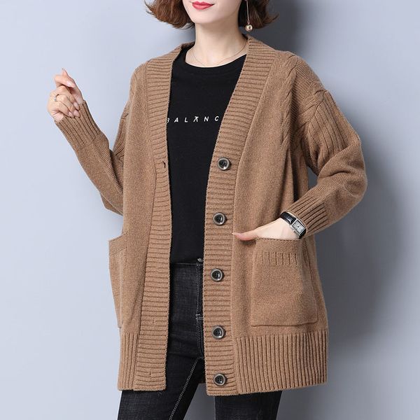women's knits tees fdfklak fall winter long sleeve loose wool sweater women's knitted cardigan button singlebreasted sweater pull, White
women's knits tees fdfklak fall winter long sleeve loose wool sweater women's knitted cardigan button singlebreasted sweater pull, White