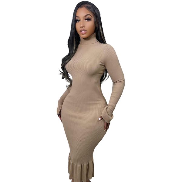 women casual dresses autumn winter flared long sleeve backless high collar bodycon midi dress, Black;gray
women casual dresses autumn winter flared long sleeve backless high collar bodycon midi dress, Black;gray