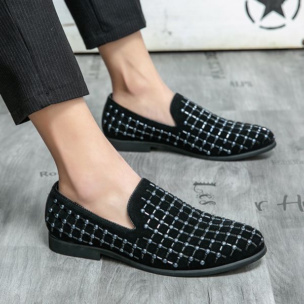 men's luxury rhinestone brogues leather shoes suede round toe fashion everyday business shoes loafers large size 38-48, Black
men's luxury rhinestone brogues leather shoes suede round toe fashion everyday business shoes loafers large size 38-48, Black