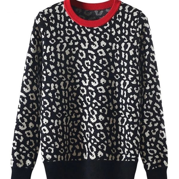 women's sweaters autumn winter women leopard knitted pullovers long sleeve contrast color crewneck jumpers sweter mujer c- 026 220926, White;black
women's sweaters autumn winter women leopard knitted pullovers long sleeve contrast color crewneck jumpers sweter mujer c- 026 220926, White;black