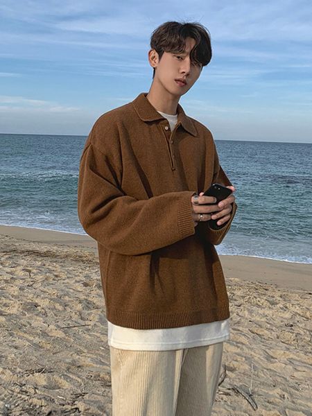 men's sweaters iefb autumn men's polo collar lightweight sweater men's loose korean fashion kintwear long sleeve oversized cl, White;black
men's sweaters iefb autumn men's polo collar lightweight sweater men's loose korean fashion kintwear long sleeve oversized cl, White;black