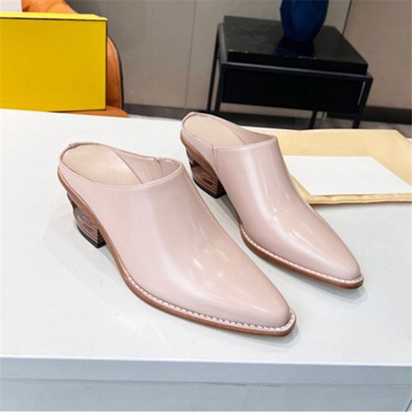pointed toe chunky heel half slippers shiny leather high heels solid color sandals size 35-40, Black
pointed toe chunky heel half slippers shiny leather high heels solid color sandals size 35-40, Black