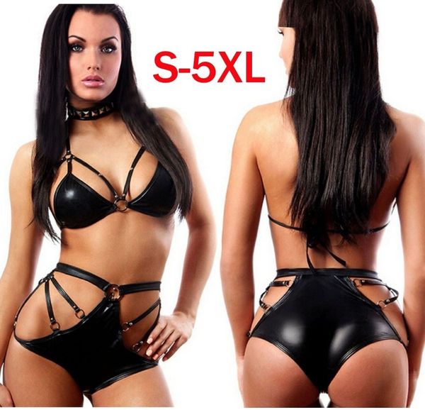 other panties fetish women lingerie set gothic faux leather underwear rivet halter bra with hollow out briefs erotic party game costume 2209, Red;black
other panties fetish women lingerie set gothic faux leather underwear rivet halter bra with hollow out briefs erotic party game costume 2209, Red;black