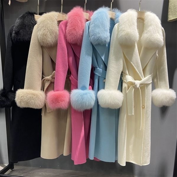 women s fur faux fashion natural cashmere coat for women with collar and cuff luxury lady wool sheep long autumn 220926, Black
women s fur faux fashion natural cashmere coat for women with collar and cuff luxury lady wool sheep long autumn 220926, Black