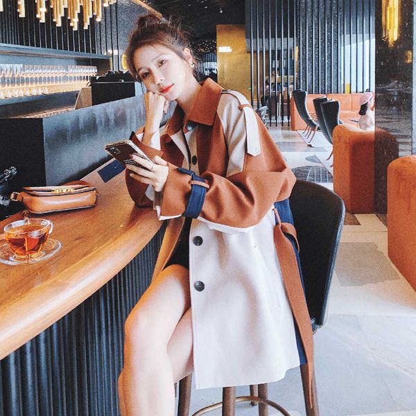 trench coats korean women casual short color matching trench coat loose with sashes lapel single breasted female windbreaker elegant fashion, Tan;black
trench coats korean women casual short color matching trench coat loose with sashes lapel single breasted female windbreaker elegant fashion, Tan;black