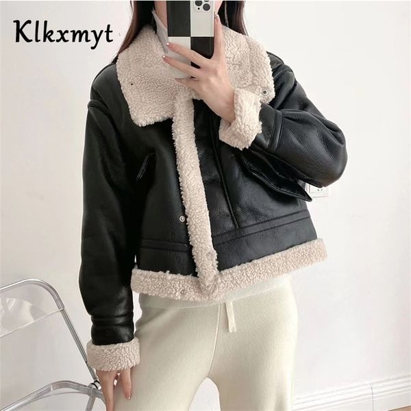 women's fur faux klkxmyt traf women short jacket winter warm casual streetwear retro comfortable fashion loose female thick outwear 220, Black
women's fur faux klkxmyt traf women short jacket winter warm casual streetwear retro comfortable fashion loose female thick outwear 220, Black