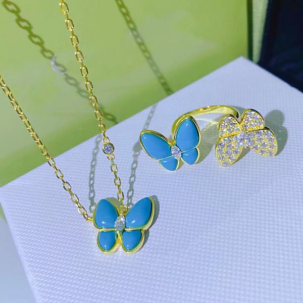 7a blue butterfly jewelry women's necklace ring set charm luxury designer aaaaa highquality girl valentine's day christmas gift, Silver
7a blue butterfly jewelry women's necklace ring set charm luxury designer aaaaa highquality girl valentine's day christmas gift, Silver