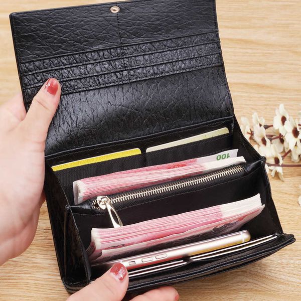 women designer genuine purses cowhide leather long wallet ladies d luxury female tri-color card hold, Red;black 
women designer genuine purses cowhide leather long wallet ladies d luxury female tri-color card hold, Red;black