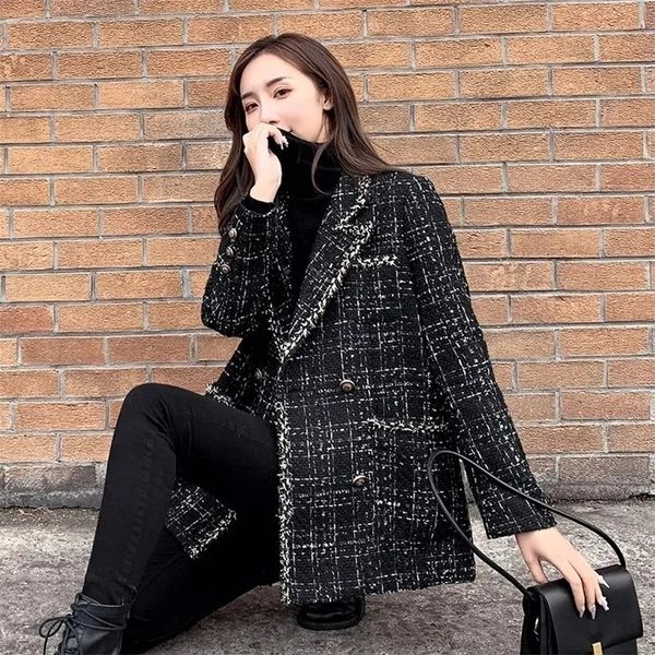 women's suits blazers autumn winter thicken tweed blazer vintage women turn-down collar double breasted plaid blazer jackets fashion sp, White;black
women's suits blazers autumn winter thicken tweed blazer vintage women turn-down collar double breasted plaid blazer jackets fashion sp, White;black