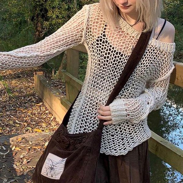 women's knits tees doury y2k vintage knitted hollow out pullovers cover up tees women harajuku fairycore grunge retro streetwear baggy, White
women's knits tees doury y2k vintage knitted hollow out pullovers cover up tees women harajuku fairycore grunge retro streetwear baggy, White