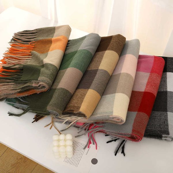 scarves luxury design plaid cashmere scarf for women winter warm shawl wrap pashmina bufanda thick blanket poncho echarpe bandana g220927, Blue;gray
scarves luxury design plaid cashmere scarf for women winter warm shawl wrap pashmina bufanda thick blanket poncho echarpe bandana g220927, Blue;gray