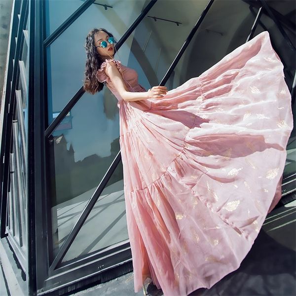 summer woman dress romantic large hem pink gold printing chiffon elegant female x-long socialite maxi dresses, Black;gray
summer woman dress romantic large hem pink gold printing chiffon elegant female x-long socialite maxi dresses, Black;gray