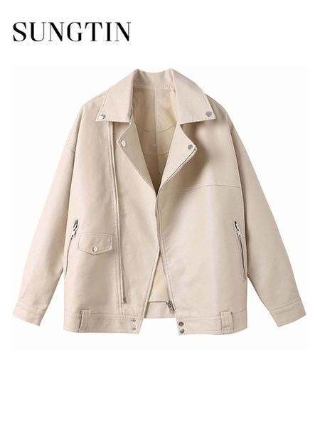 women's leather faux leather women s jackets sungtin autumn beige faux leather jacket women casual oversized motorcycle biker coat fema, Black
women's leather faux leather women s jackets sungtin autumn beige faux leather jacket women casual oversized motorcycle biker coat fema, Black