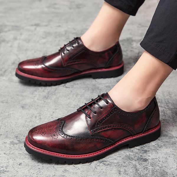 vintage brogue leather shoes british style round toe lace-up leather business casual formal men's shoes classic slip-on casual leather, Black
vintage brogue leather shoes british style round toe lace-up leather business casual formal men's shoes classic slip-on casual leather, Black