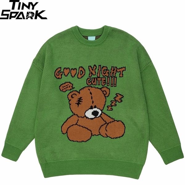 men's sweaters harajuku streetwear knitted sweater funny sleeping bear pullover autumn cotton casual green sweater men women hiphop 220, White;black
men's sweaters harajuku streetwear knitted sweater funny sleeping bear pullover autumn cotton casual green sweater men women hiphop 220, White;black